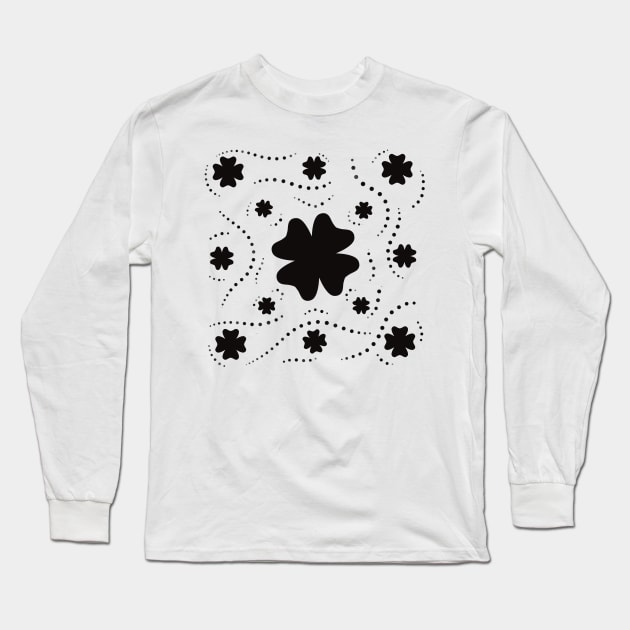 Black Clover Pattern Long Sleeve T-Shirt by Xatutik-Art